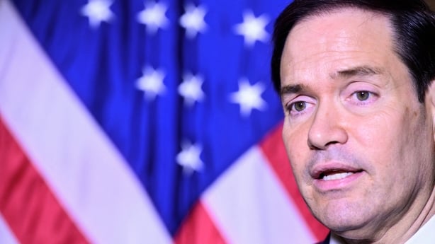 U.S. Secretary of State Marco Rubio speaks to the press at the US Embassy in Rome on May 8, 2026. (Photo by Stefano RELLANDINI / POOL / AFP)