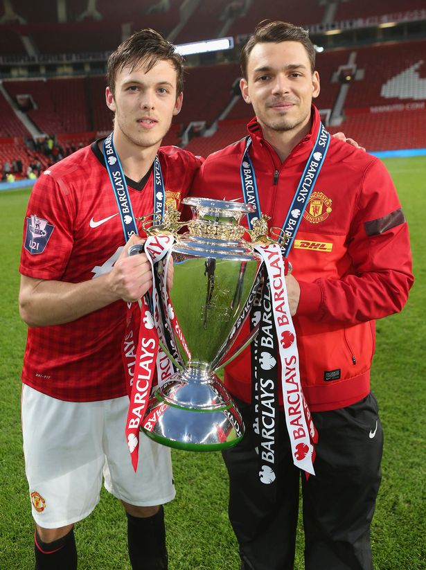 Tom Thorpe and Frederic Veseli pose with the Barclays U21 Elite Group trophy
