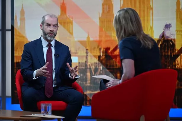 Business Secretary Jonathan Reynolds appearing on the BBC 1 current affairs programme, Sunday With Laura Kuenssberg
