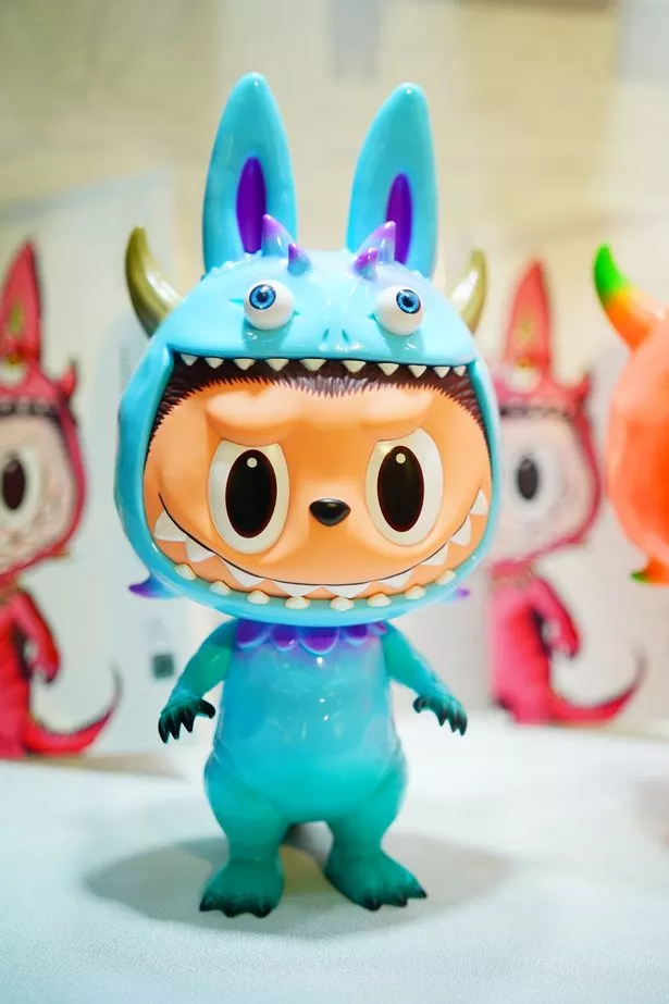 Labubu doll is on display during the first-generation Labubu collectible toy exhibition at Yongle Space on June 18, 2025 in Beijing, China.