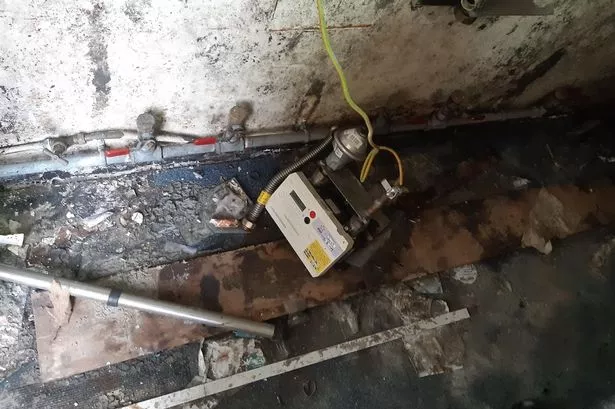 The gas meter inside the former General Wolfe pub building in St Austell