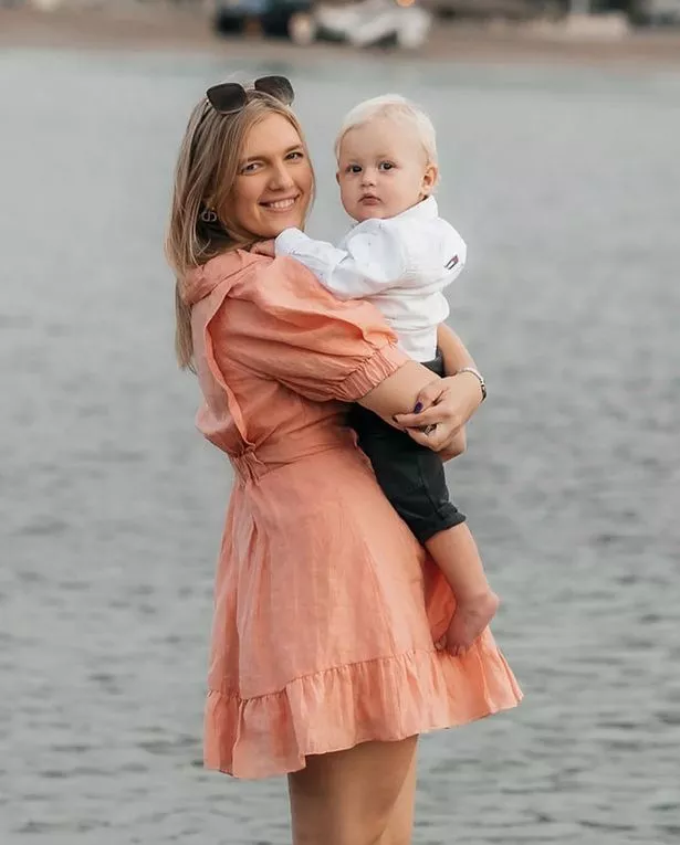 Anastasiia Chikina, 32, with toddler Oliver Pugh in Marbella, Spain