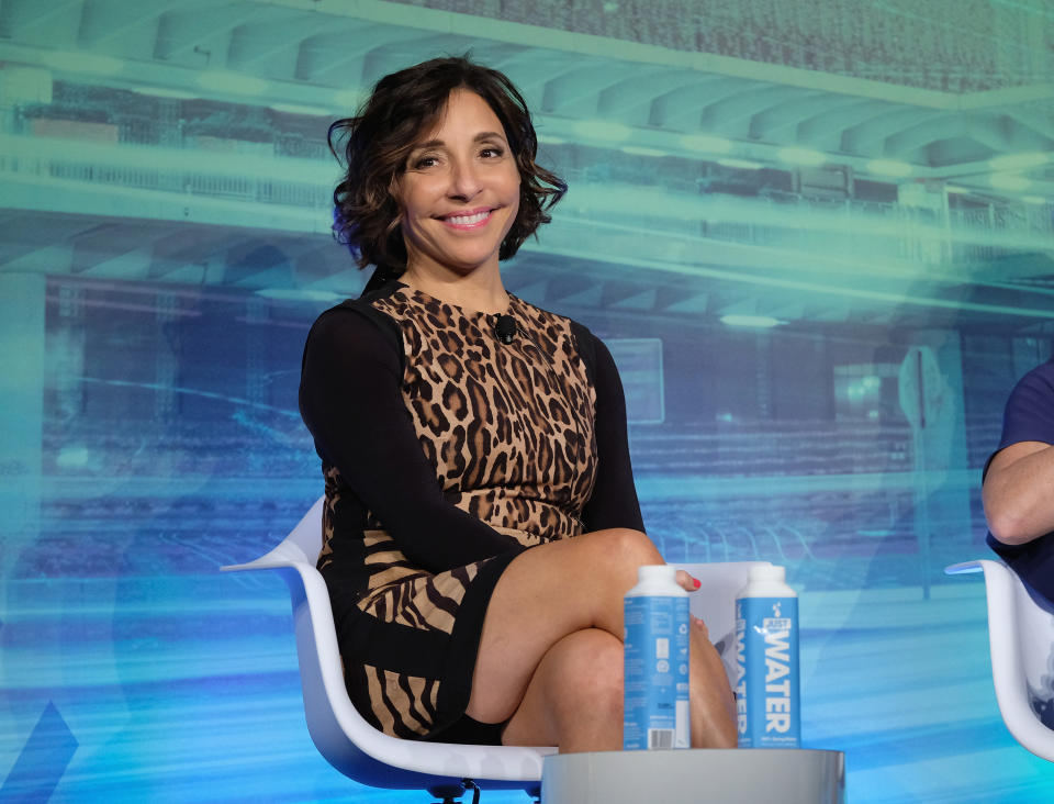 Chairman, Advertising Sales and Client Partnerships NBCUniversal Linda Yaccarino speaks onstage at the Hacking The Future Of Premium Content: Mr. Robot And Redefining TV Models panel at Liberty Theater during 2016 Advertising Week New York on September 28, 2016 in New York City.
