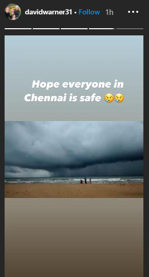 David Warner Chennai Cyclone Nivar