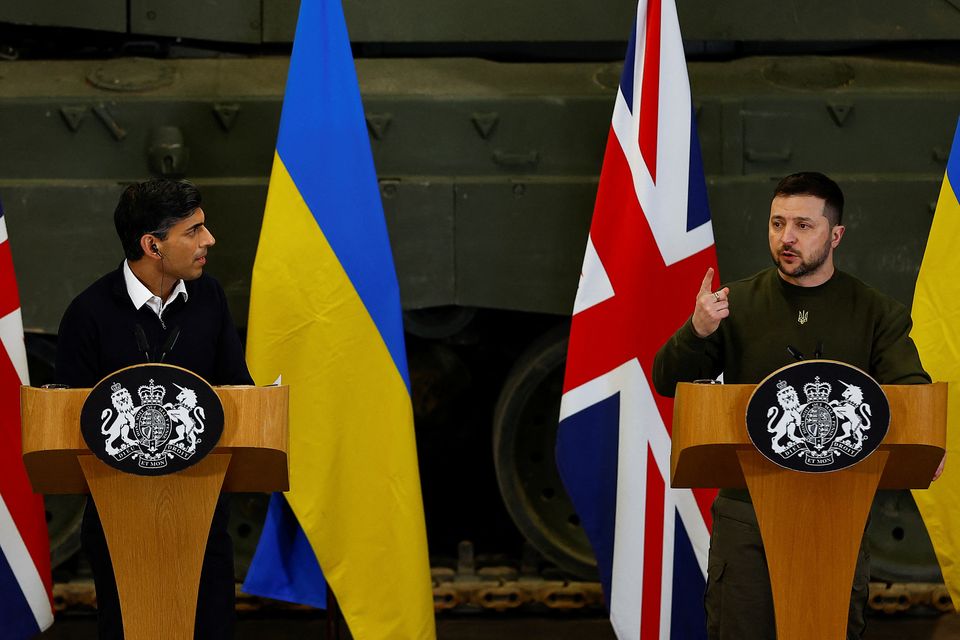 Volodymyr Zelensky last visited the UK for talks with Rishi Sunak in February (PA)