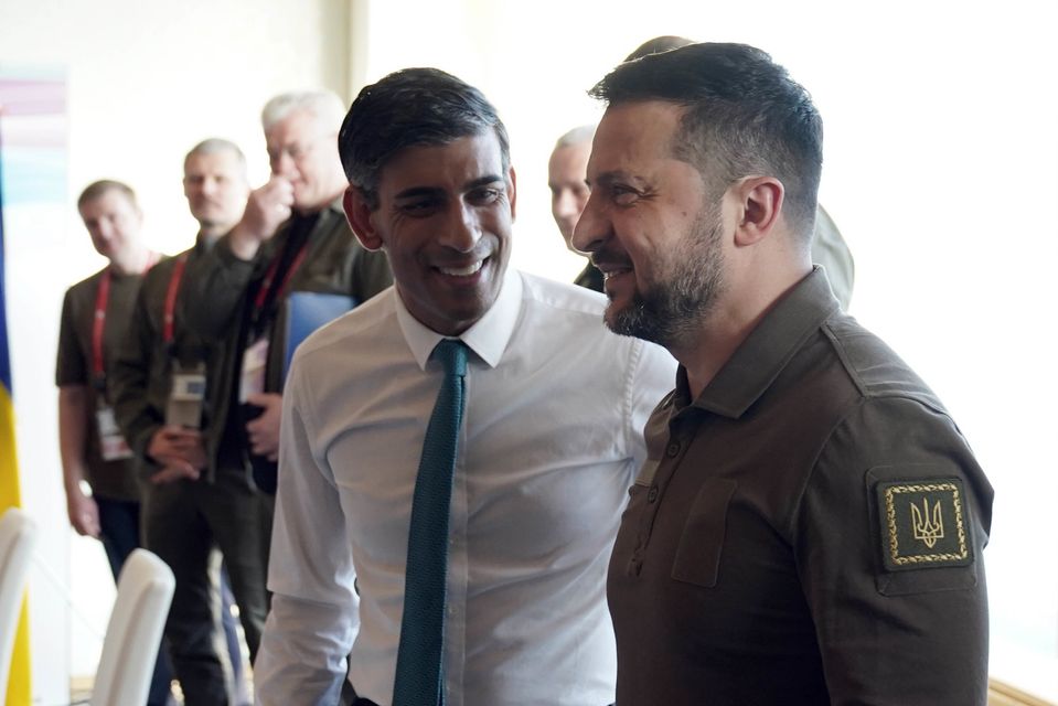 Rishi Sunak greets Volodymyr Zelensky (Stefan Rousseau/PA)
