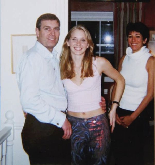 The then-Duke of York, Virginia Giuffre, and Ghislaine Maxwell (US Department of Justice/PA)