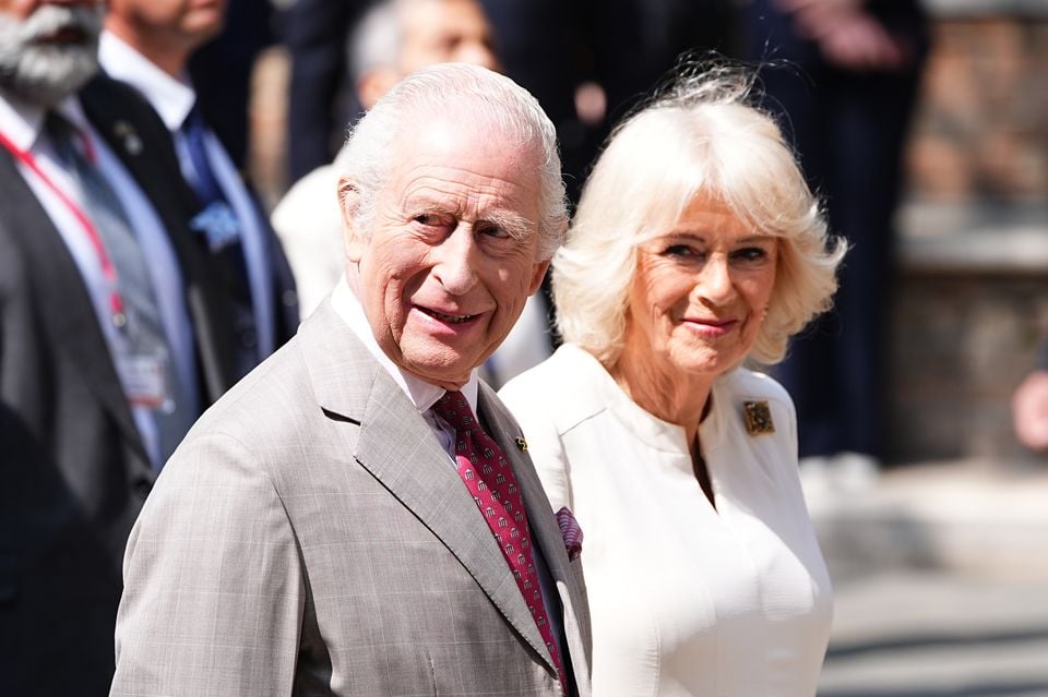 Charles and Camilla at the Piazza San Francesco in Ravenna, Italy (Aaron Chown/PA)