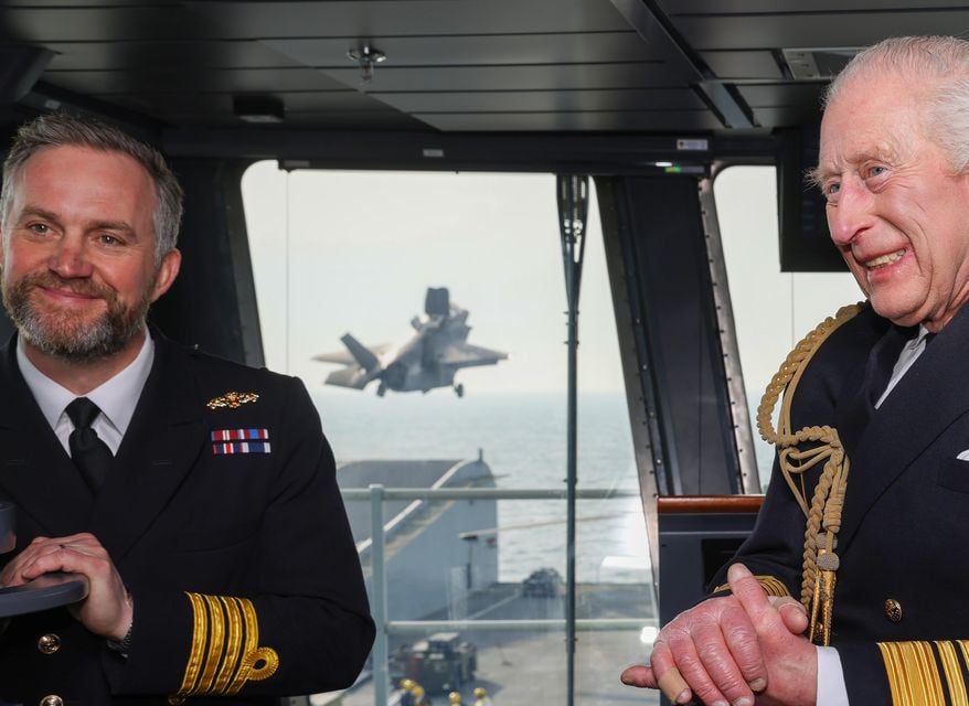 The King visiting HMS Prince of Wales as the Royal Navy finalised preparations for its major global deployment to the Indo-Pacific (Rory Arnold/MOD/PA)
