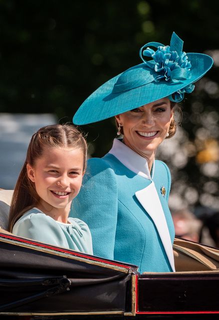 Kate and Charlotte in a carriage ahead of the Trooping the Colour ceremony (Aaron Chown/PA)