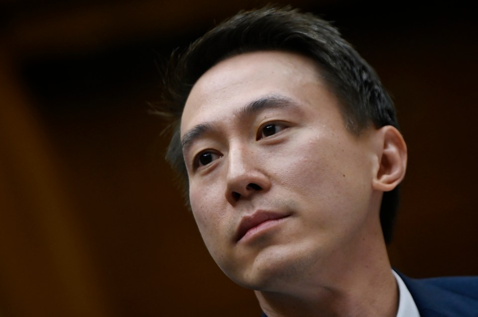 Close-up of TikTok CEO Shou Zi Chew testifying before Congress.