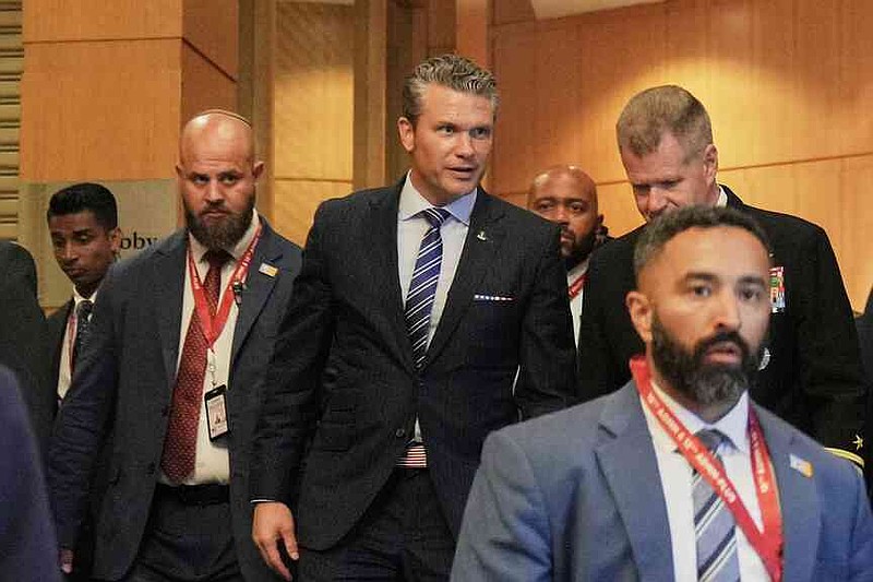 U.S. Defense Secretary Pete Hegseth leaves after a bilateral meeting with Malaysia's Defense Minister Mohamed Khaled Nordin ahead of the Association of Southeast Asian Nations (ASEAN) Defense Ministers' Meeting in Kuala Lumpur, Malaysia, Thursday, Oct. 30, 2025. (AP Photo/Dita Alangkara)