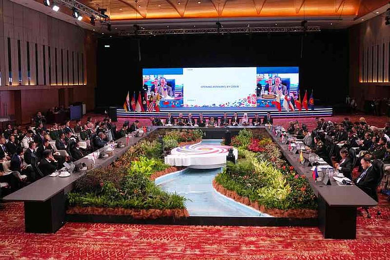 Ministers and members of delegates attend the opening session of the Association of Southeast Asian Nations (ASEAN) Defense Ministers' Meeting in Kuala Lumpur, Malaysia, Friday, Oct. 31, 2025. (AP Photo/Dita Alangkara, Pool)