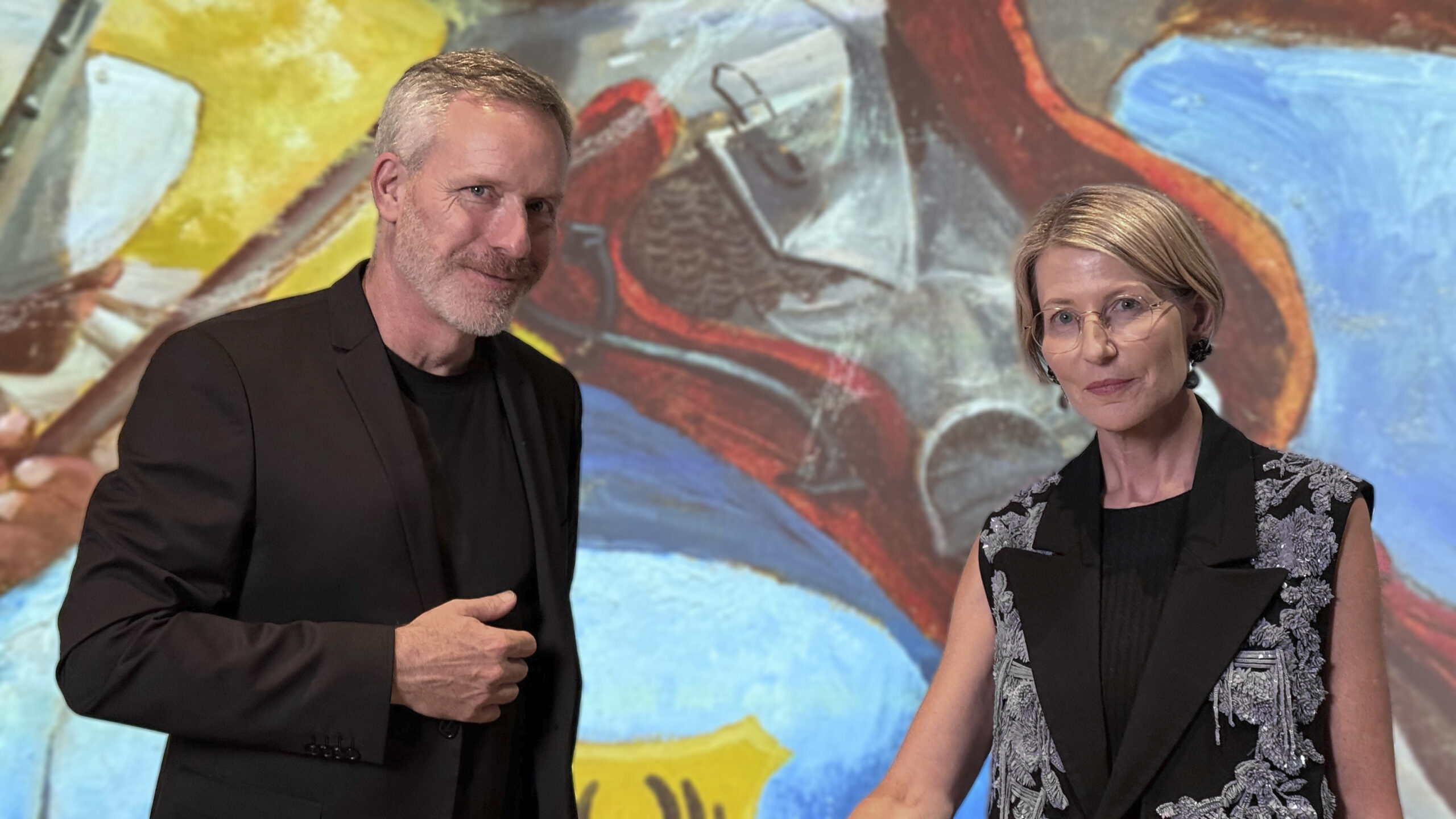 Curator Christian Brändle (left) and Professor Sarah Kenderdine is a New Zealand museologist. She has been a professor of Digital Museology at the École polytechnique fédérale de Lausanne, Switzerland, since 2017. She leads the laboratory for experimental museology, exploring the convergence of aesthetic practice, visual analytics and cultural data.