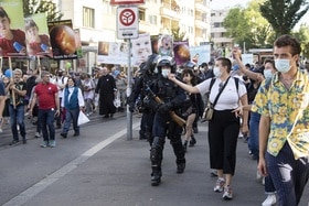 A pro-life rally in Oerlikon on September 18, 2021. (Keystone / Ennio Leanza)