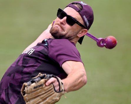 England’s coach Brendon McCullum throws a ball