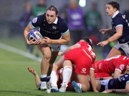 Scotland’s Emma Orr on her way to scoring her side’s second try against Wales in the 2025 Six Nations