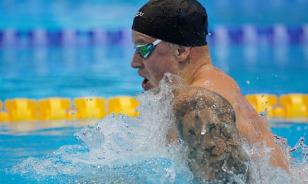Adam Peaty in the 100m breaststroke heats at the 2024 British swimming championships and Olympic trials