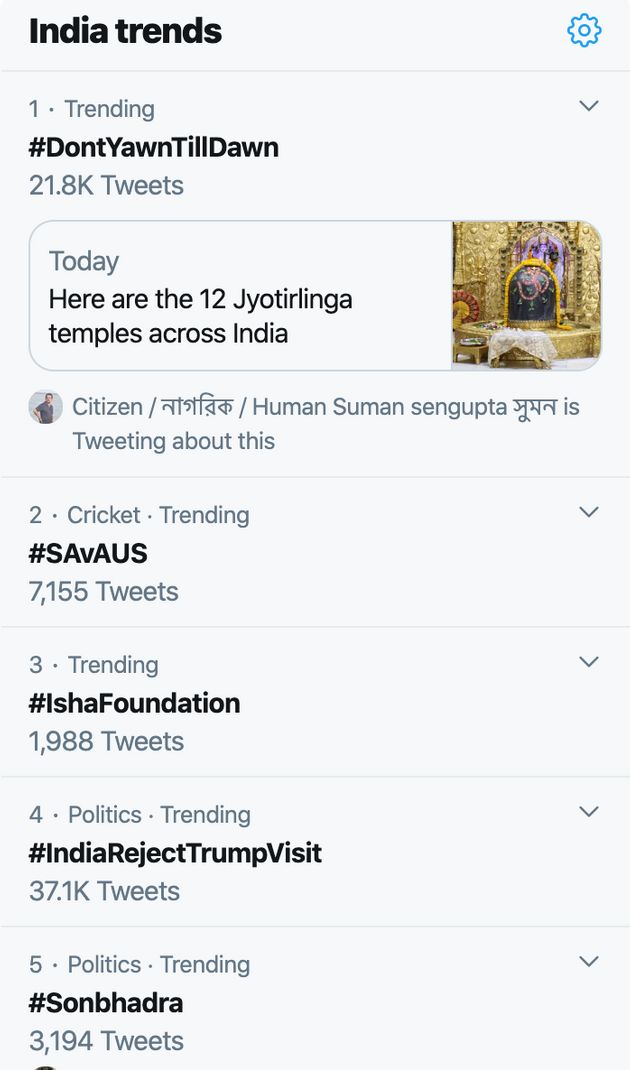 The hashtag #IndiarejectsTrumpVisit though got 37.1Ktweets, it was placed at number four in India trends...