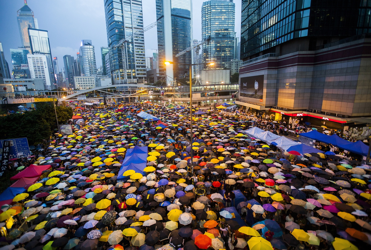 The Umbrella Movement was a pro-democracy protest in Hong Kong which began on 28 September 2014 when the police used tear gas to disperse demonstrators who were demanding transparent elections. The subsequent 79-day occupation brought the city to a standstill, with demonstrators calling for the right to elect their own leaders and greater autonomy from Beijing.