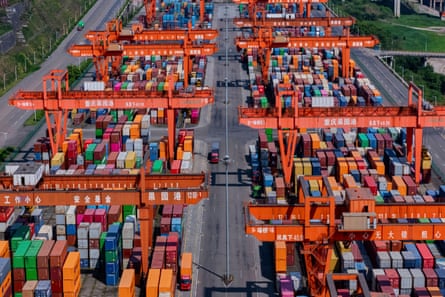rows of shipping containers