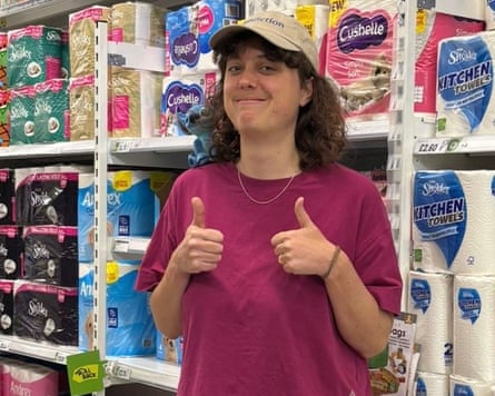 Lucy Knight, pictured at the supermarket with a toy Stitch from Lilo & Stitch