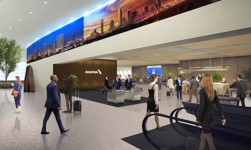 Renderings of the upcoming Terminal F at DFW International Airport, which should open to the...