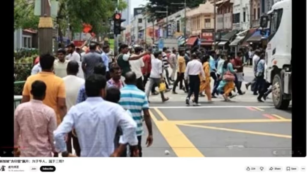 Screenshot of a YouTube account using images and footage of crowded streets along Singapore’s Little India to target the Indian community. Photo: Ministry of Home Affairs Screenshot of a YouTube account using images and footage of crowded streets along Singapore’s Little India to target the Indian community. Photo: Ministry of Home Affairs