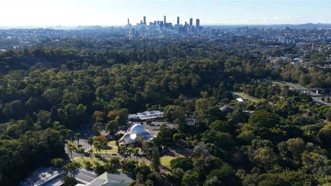 The existing Planetarium sits against Brisbane’s city skyline and could be revitalised alongside the Tropical Dome under the master plan.