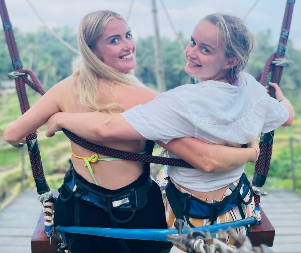 L-R Simone White and Bethany Clarke on their travels. Supplied by Bethany Clarke