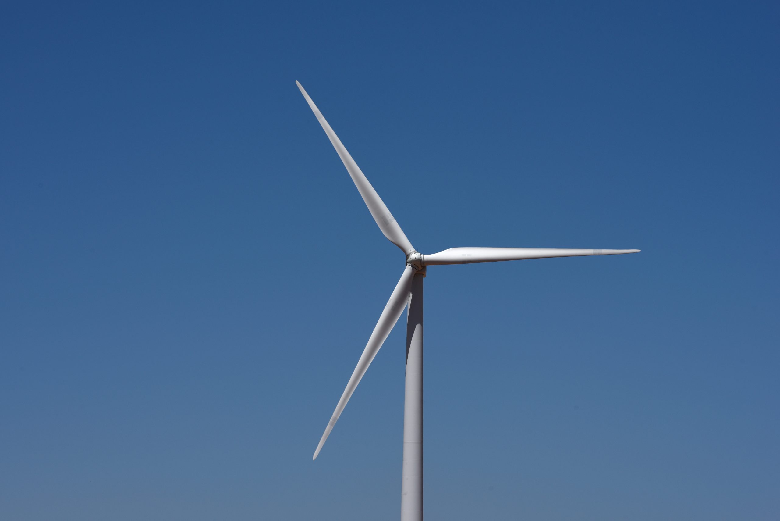 A wind turbine generates power at the Loraine Windpark Project in Loraine