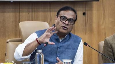 Assam Chief Minister Himanta Biswa Sarma addresses a press conference in Guwahati on Sunday. (PTI)
