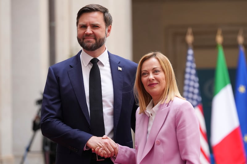 US vice-president JD Vance and Italian prime minister Giorgia Meloni. Photograph: Andrew Medichini/AP