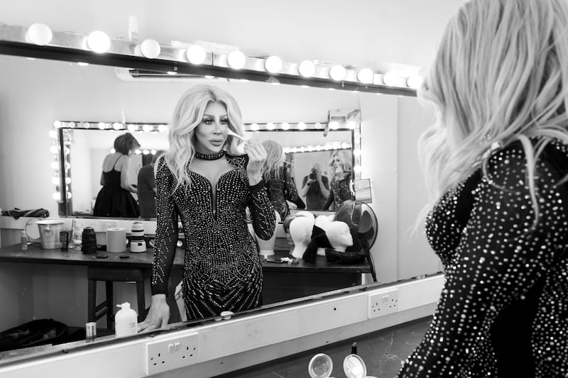 Drag queen Davina Devine gets ready for a show at The George. Photograph: Tom Honan