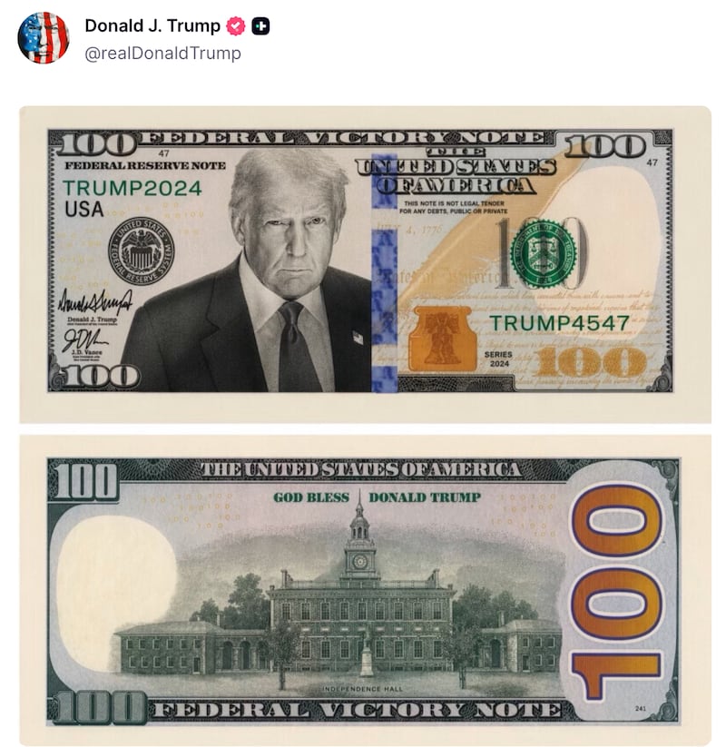 Screengrab of Trump's Truth Social post.
