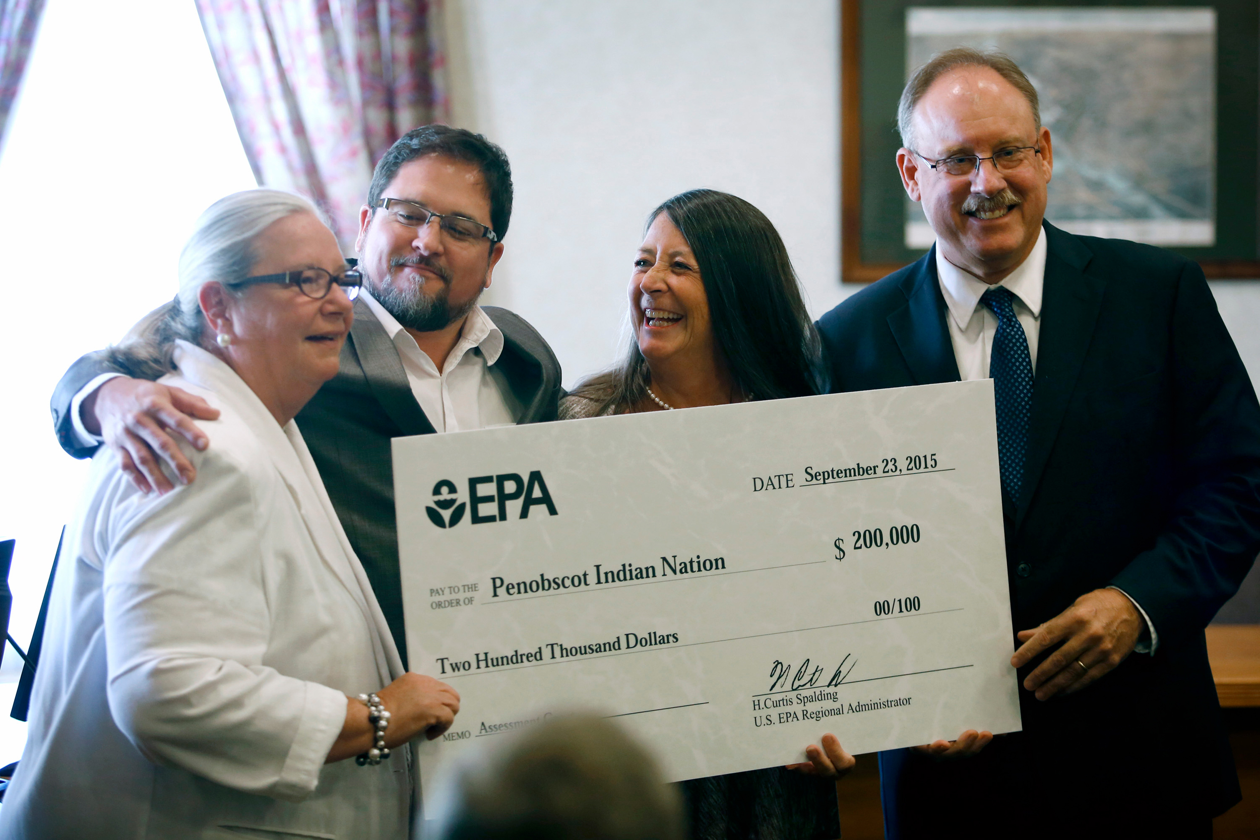 The EPA announces funds to clean up a contaminated brownfield site on Penobscot Nation land in Biddeford, Maine, on September 23, 2015. Credit: Derek Davis/Portland Portland Press Herald via Getty Images