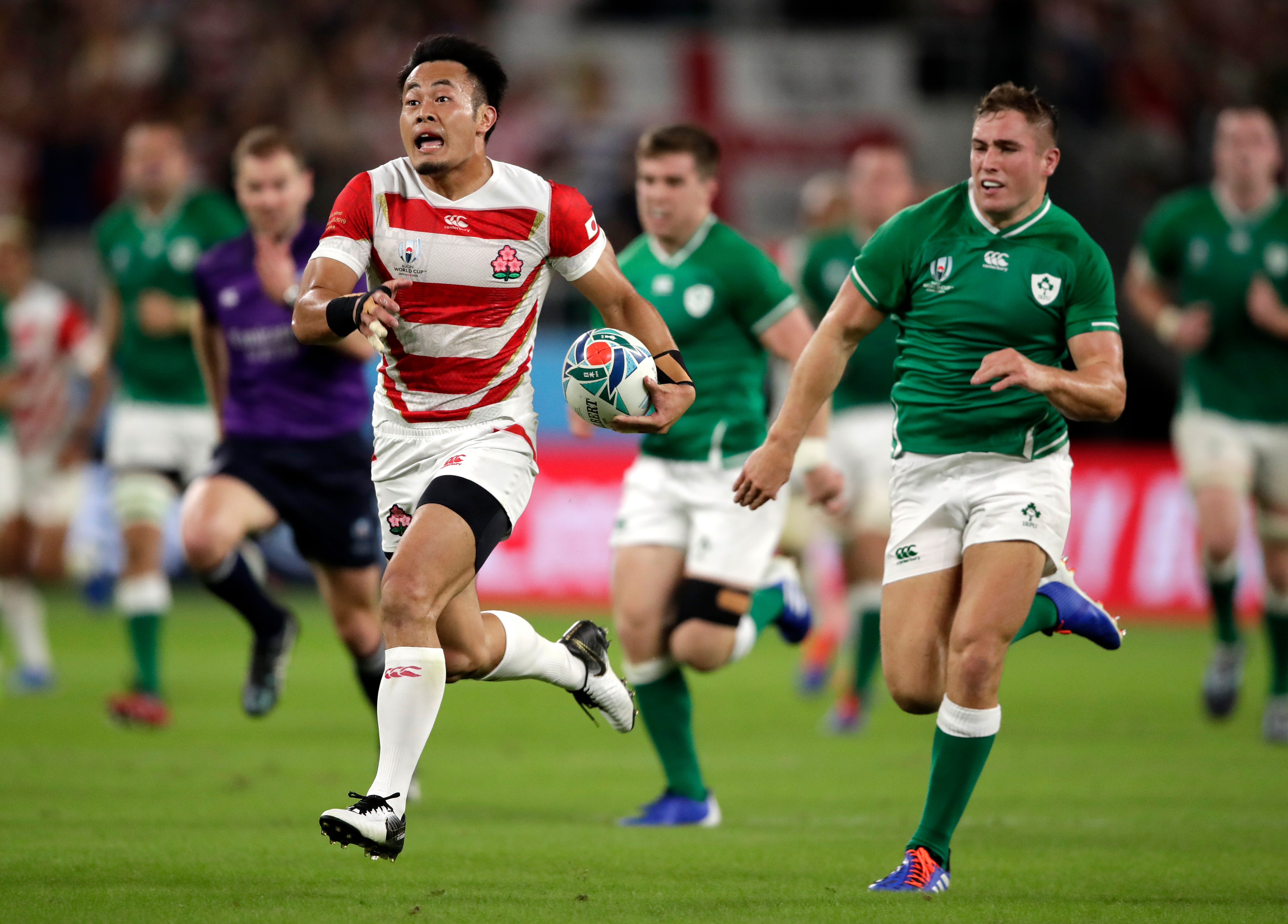  Japan's Kenki Fukuoka runs during the Rugby World Cup Pool A game