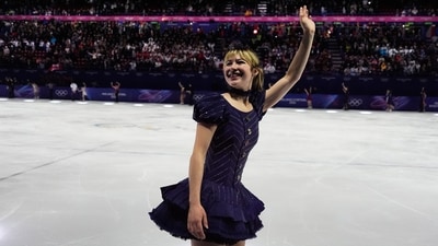 Alysa Liu of the United States reacts after performing in the figure skating exhibition at the 2026 Winter Olympics, in Milan. (AP) Alysa Liu of the United States reacts after performing in the figure skating exhibition at the 2026 Winter Olympics, in Milan. (AP)