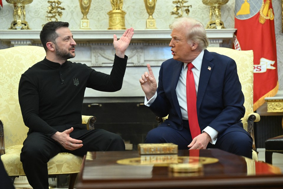 (FILES) US President Donald Trump and Ukraine's President Volodymyr Zelensky meet in the Oval Office of the White House in Washington, DC, February 28, 2025. US President Donald Trump suspended military aid to Ukraine on March 3, a White House official said, sharply escalating pressure on Kyiv to agree to peace negotiations with Russia. (Photo by SAUL LOEB / AFP) (Photo by SAUL LOEB/AFP via Getty Images)