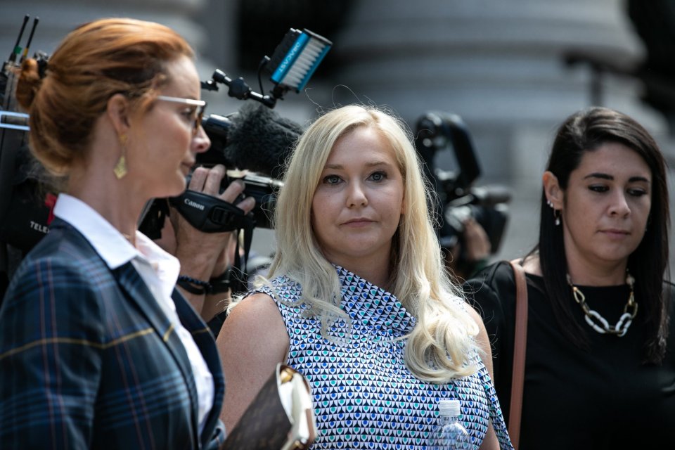 Virginia Giuffre, alleged victim of Jeffrey Epstein, leaving a New York court.