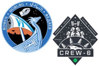 two patches for spacex missions to the international space station