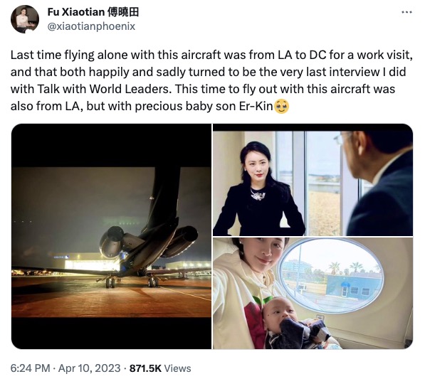 Xiaotian's April Twitter post.