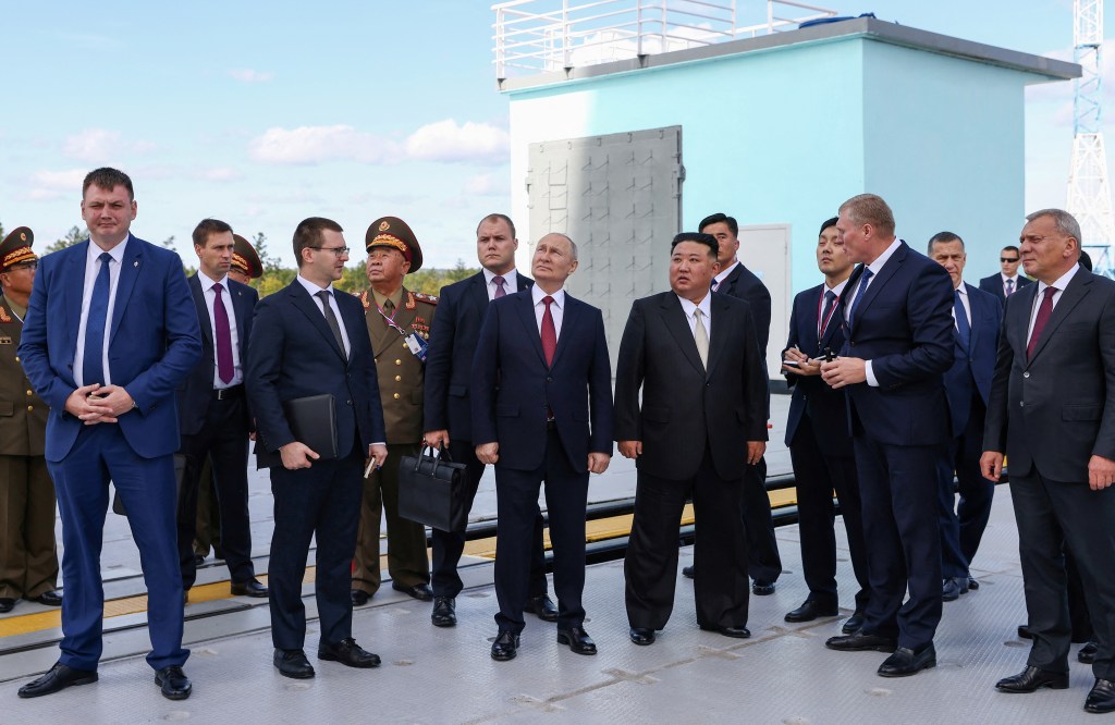 Russia's President Vladimir Putin and North Korea's leader Kim Jong Un visit the Vostochny Cosmodrome in Amur region on Sep. 13, 2023.