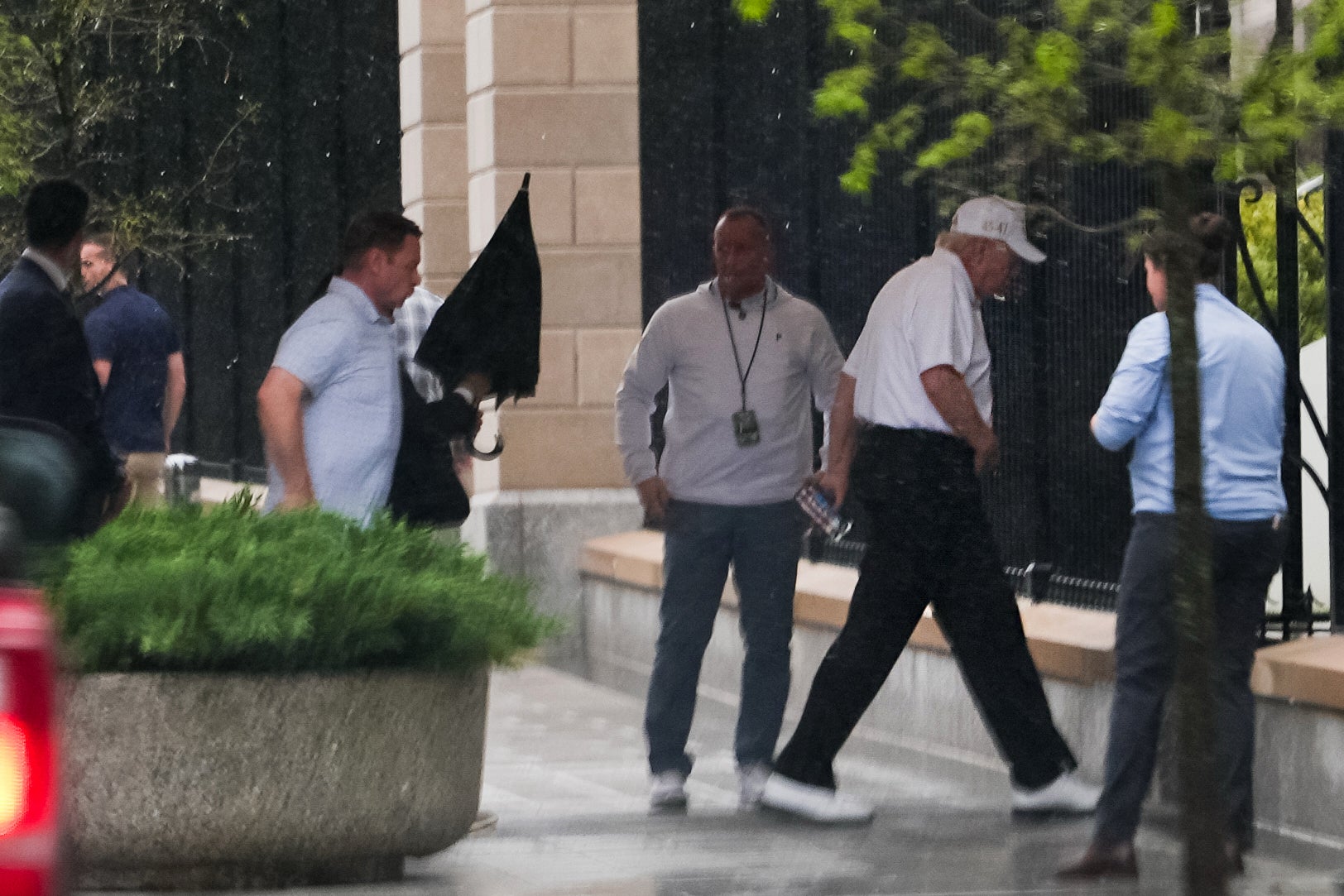 Trump was pictured in Washington on Sunday as the White House shot down speculation about a brief retreat from public view