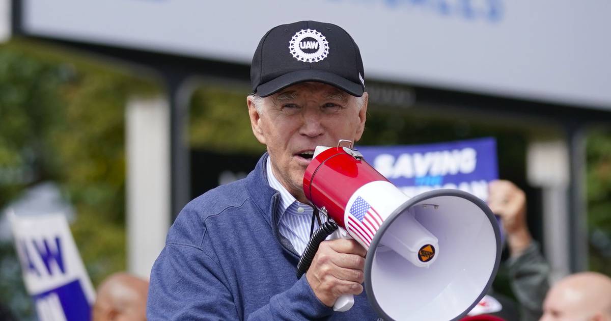 Joe Biden joining a picket line was a landmark moment in US’s year of strikes