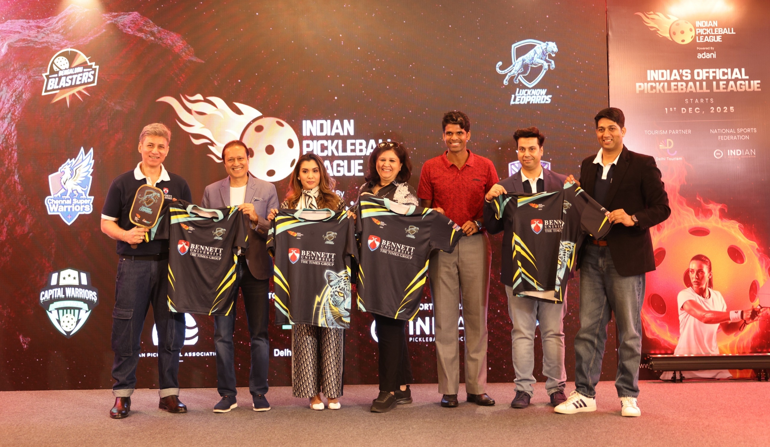 Lucknow Leopards coach Vishnu Vardhan (third from right), ace Indian tennis player, at the IPBL 2025 player draft Lucknow Leopards coach Vishnu Vardhan (third from right), ace Indian tennis player, at the IPBL 2025 player draft