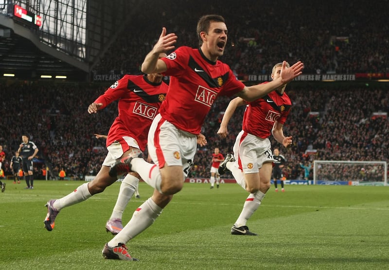 Darron Gibson's arrival on Twitter was not universally celebrated. Photograph: John Peters/Manchester United via Getty Images