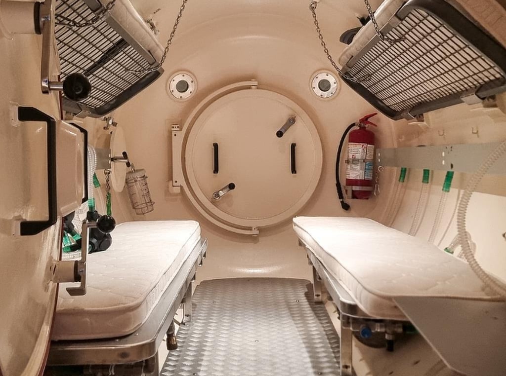 The interior of a hospital’s oxygen-giving hyperbaric chamber. Photo: Xinhua The interior of a hospital’s oxygen-giving hyperbaric chamber. Photo: Xinhua
