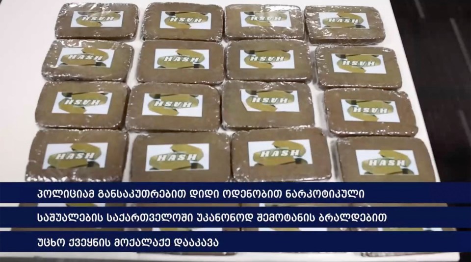 Seized blocks of hashish.