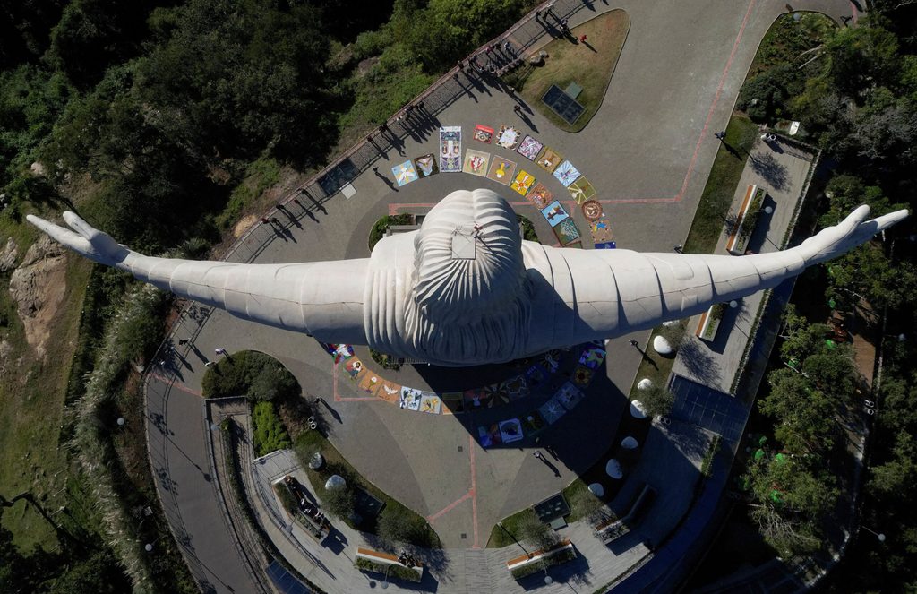 Corpus Christi celebrations at the Christ the Protector statue in Encantado